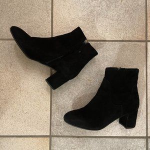 LK Bennett -  Simi Black Suede Block Heel Bootie - Size 37 (6.5)